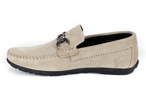 Mocasini bărbătești Lusso Vento din piele întoarsă cu detaliu metalic