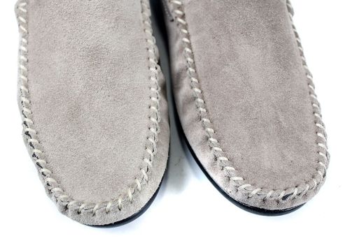 Мъжки, велурени мокасини без връзки във визонен цвят - Модел Алберто.