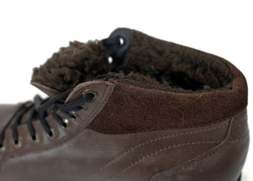 Ghete bărbătești de iarnă din piele naturală maro cu căptușeală și talpă tip clarks