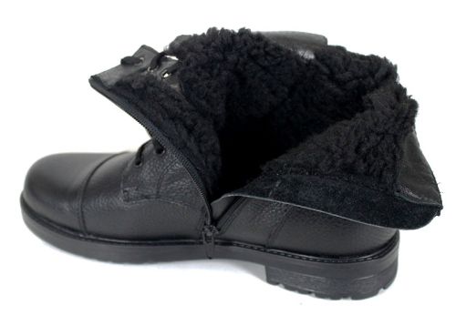 Cizme barbatesti din piele naturala cu sireturi si fermoar lateral negru, model Sylvester.
