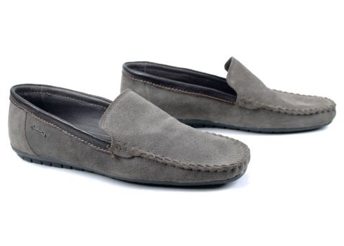 Мъжки, велурени мокасини без връзки във визонен цвят - Модел Алберто.