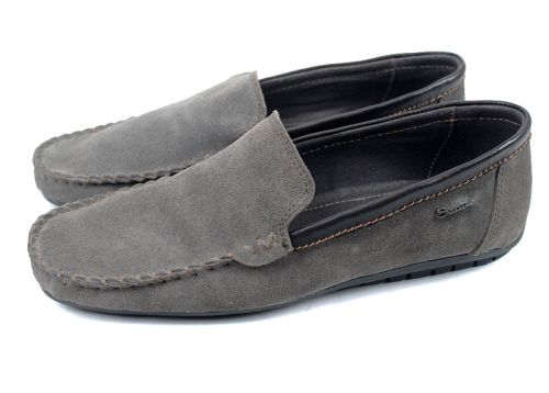 Мъжки, велурени мокасини без връзки във визонен цвят - Модел Алберто.