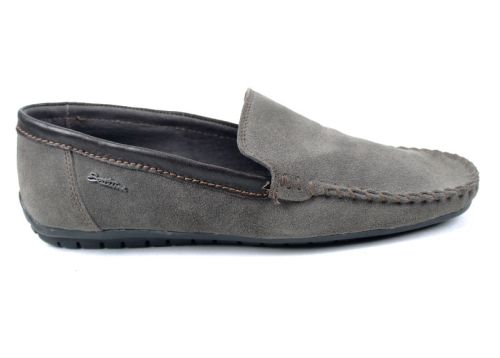 Мъжки, велурени мокасини без връзки във визонен цвят - Модел Алберто.