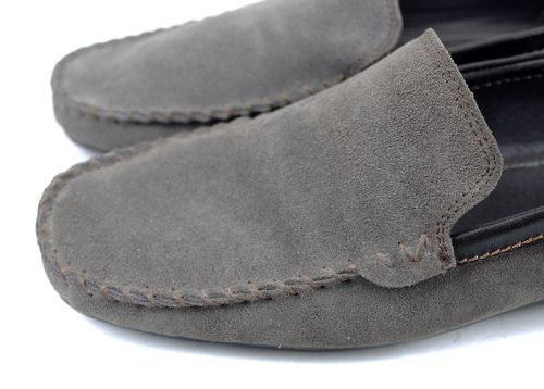 Мъжки, велурени мокасини без връзки във визонен цвят - Модел Алберто.