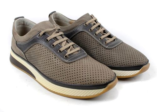 Pantofi casual de vara barbatesti din nubuc natural de culoare gri inchis - Model Cardam.