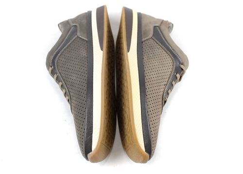 Pantofi casual de vara barbatesti din nubuc natural de culoare gri inchis - Model Cardam.