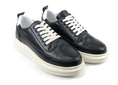 Pantofi sport pentru bărbați din piele naturală de culoare neagră - Model Rocky.