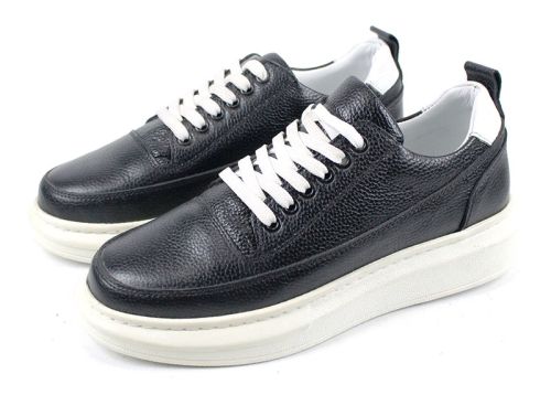 Pantofi sport pentru bărbați din piele naturală de culoare neagră - Model Rocky.