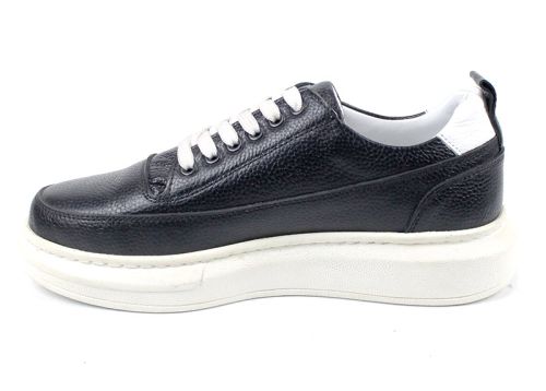 Pantofi sport pentru bărbați din piele naturală de culoare neagră - Model Rocky.
