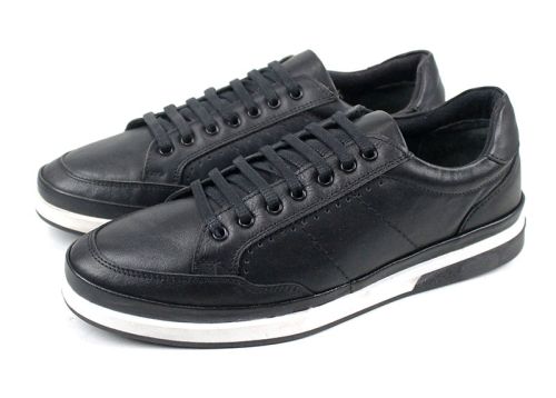 Pantofi sport bărbați cu șireturi în negru - Model Franz.