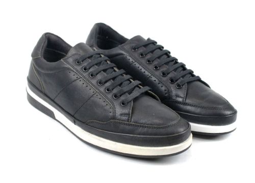 Pantofi sport bărbați cu șireturi în negru - Model Franz.