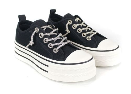 Bella Vista Negru – sneakers damă cu platformă înaltă și stil modern urban