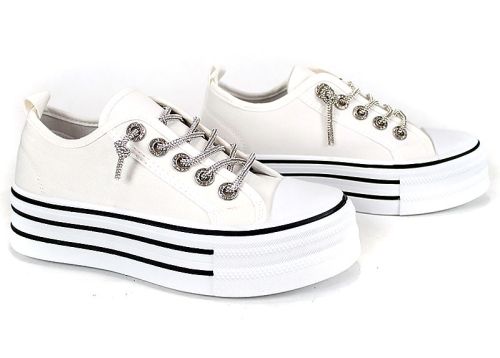 Bella Vista Alb – pantofi sport damă cu platformă albă și design versatil