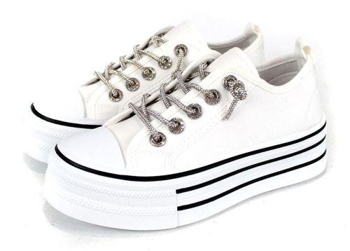 Bella Vista Alb – pantofi sport damă cu platformă albă și design versatil