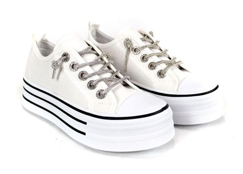 Bella Vista Alb – pantofi sport damă cu platformă albă și design versatil