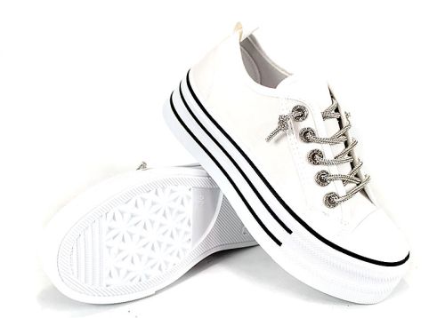 Bella Vista Alb – pantofi sport damă cu platformă albă și design versatil