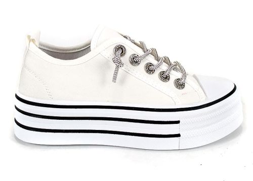 Bella Vista Alb – pantofi sport damă cu platformă albă și design versatil