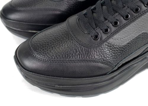 Pantofi sport bărbătești Silente Nero din piele naturală – negru și gri, spumă de memorie, talpă flexibilă