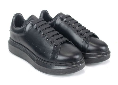 Pantofi sport bărbătești Nero Dentro din piele naturală neagră cu talpă cusută