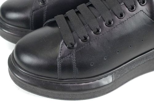 Pantofi sport bărbătești Nero Dentro din piele naturală neagră cu talpă cusută