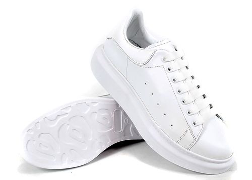 Pantofi sport bărbătești Nero Dentro din piele naturală albă cu talpă cusută