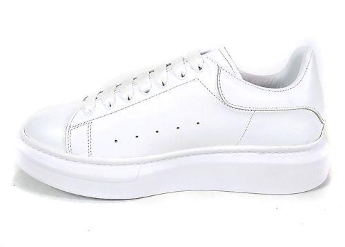 Pantofi sport bărbătești Nero Dentro din piele naturală albă cu talpă cusută