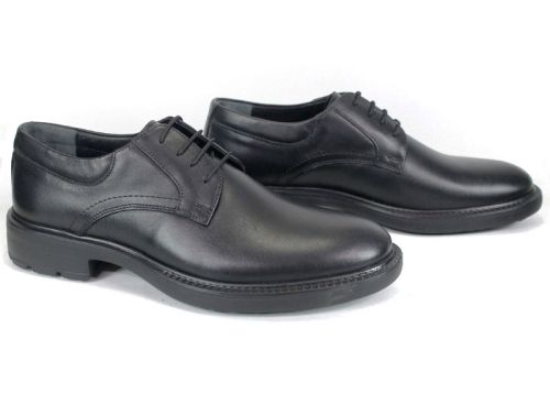 Pantofi eleganți bărbătești Inverno Classico – piele naturală neagră cu talpă groasă de iarnă
