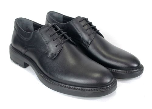 Pantofi eleganți bărbătești Inverno Classico – piele naturală neagră cu talpă groasă de iarnă