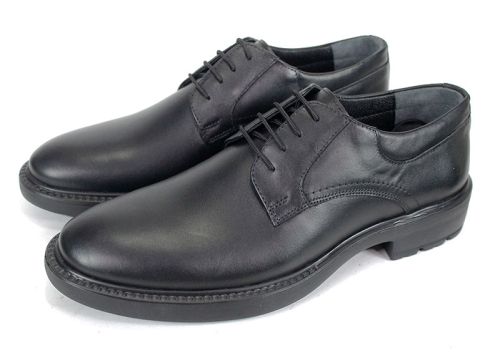 Pantofi eleganți bărbătești Inverno Classico – piele naturală neagră cu talpă groasă de iarnă