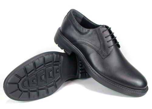 Pantofi eleganți bărbătești Inverno Classico – piele naturală neagră cu talpă groasă de iarnă