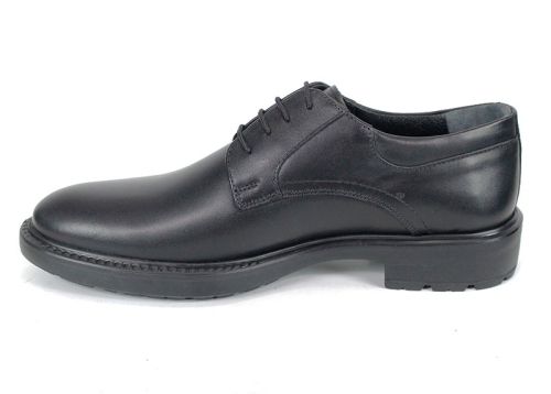 Pantofi eleganți bărbătești Inverno Classico – piele naturală neagră cu talpă groasă de iarnă