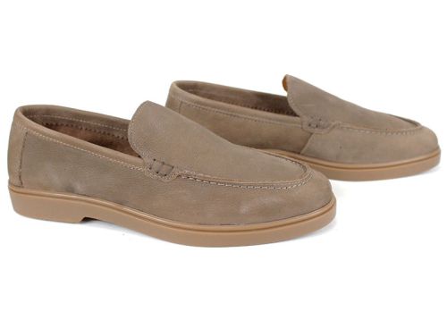 Mocasini bărbătești Notte Morbida – nubuc vizon cu talpă flexibilă