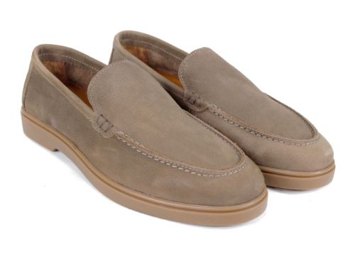 Mocasini bărbătești Notte Morbida – nubuc vizon cu talpă flexibilă