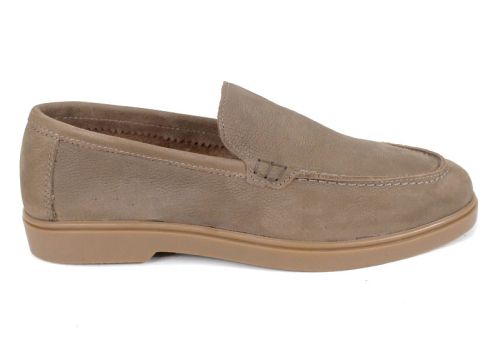 Mocasini bărbătești Notte Morbida – nubuc vizon cu talpă flexibilă