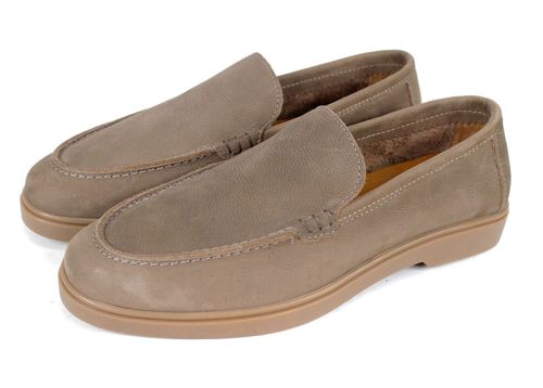 Mocasini bărbătești Notte Morbida – nubuc vizon cu talpă flexibilă