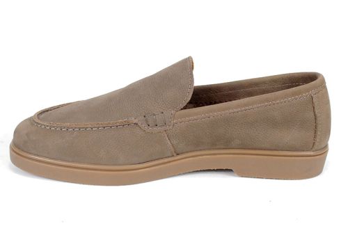 Mocasini bărbătești Notte Morbida – nubuc vizon cu talpă flexibilă