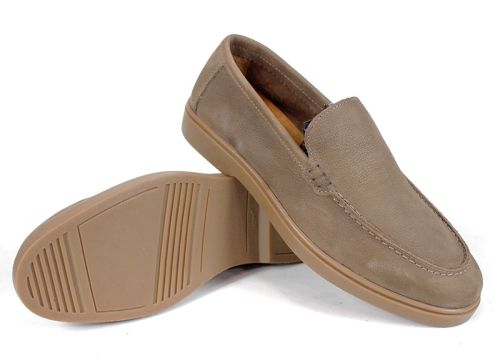 Mocasini bărbătești Notte Morbida – nubuc vizon cu talpă flexibilă