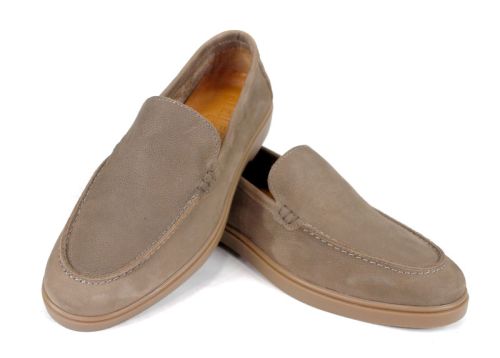 Mocasini bărbătești Notte Morbida – nubuc vizon cu talpă flexibilă