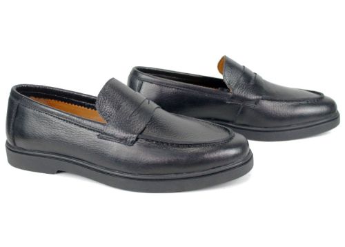 Pantofi bărbătești Linea Nobile – piele naturală neagră cu talpă flexibilă