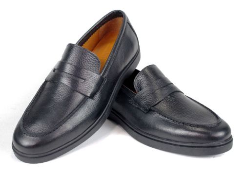 Pantofi bărbătești Linea Nobile – piele naturală neagră cu talpă flexibilă