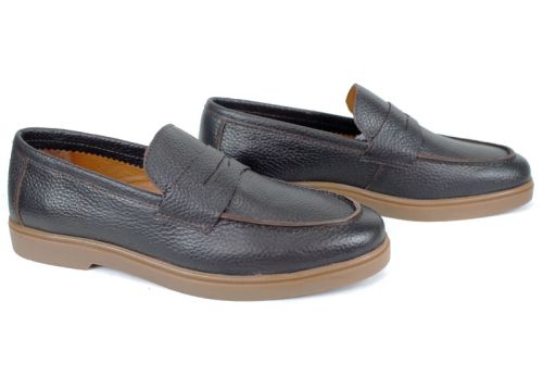 Pantofi bărbătești Linea Nobile – piele naturală maro floater cu talpă flexibilă