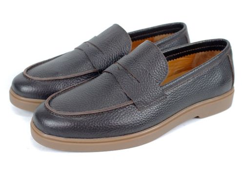 Pantofi bărbătești Linea Nobile – piele naturală maro floater cu talpă flexibilă