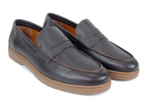 Pantofi bărbătești Linea Nobile – piele naturală maro floater cu talpă flexibilă