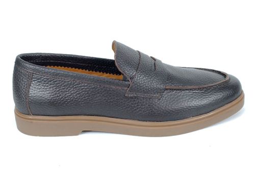 Pantofi bărbătești Linea Nobile – piele naturală maro floater cu talpă flexibilă