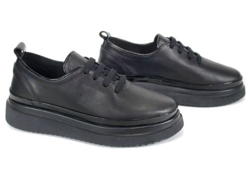 Pantofi casual damă Nero Lucente din piele naturală cu detalii din lac negru