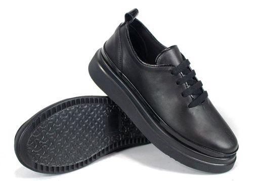 Pantofi casual damă Nero Lucente din piele naturală cu detalii din lac negru