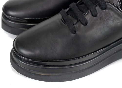 Pantofi casual damă Nero Lucente din piele naturală cu detalii din lac negru