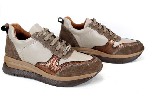 Sneakers damă Cuoio Brillante din piele naturală cu detalii de cupru