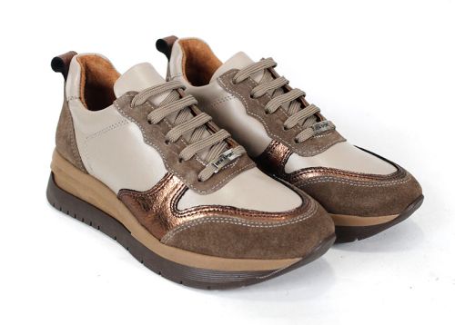 Sneakers damă Cuoio Brillante din piele naturală cu detalii de cupru