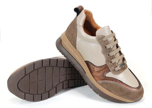 Sneakers damă Cuoio Brillante din piele naturală cu detalii de cupru